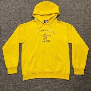 Thrasher Gonz Skate Hoodie Mens Size Small Pullover Logo Yellow Gold Magazine